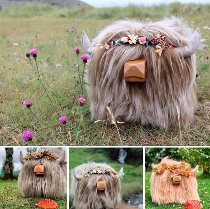 Fluffy "Highland Cow" Footstools That Steal the Spotlight