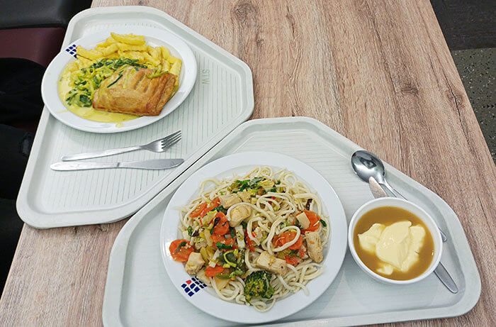 Cafeteria Trays That Are Designed to Fit Properly on a Table