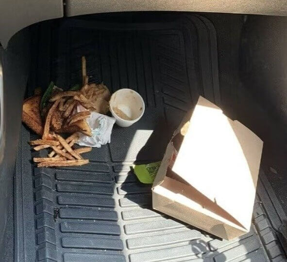 Lunch Went to the Floor of the Car When They Had to Slam on the Breaks